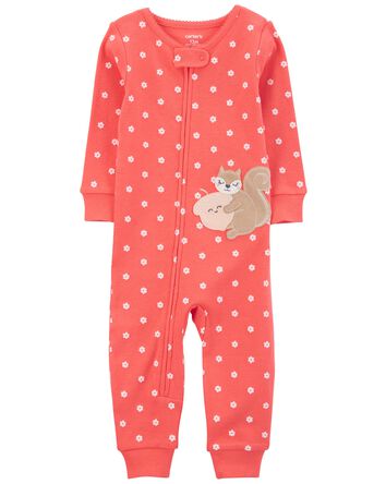 Toddler 1-Piece Squirrel 100% Snug Fit Cotton Footless Pajamas, 