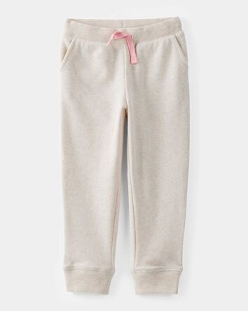 Toddler Solid Fleece Drawstring Joggers - Oatmeal, 