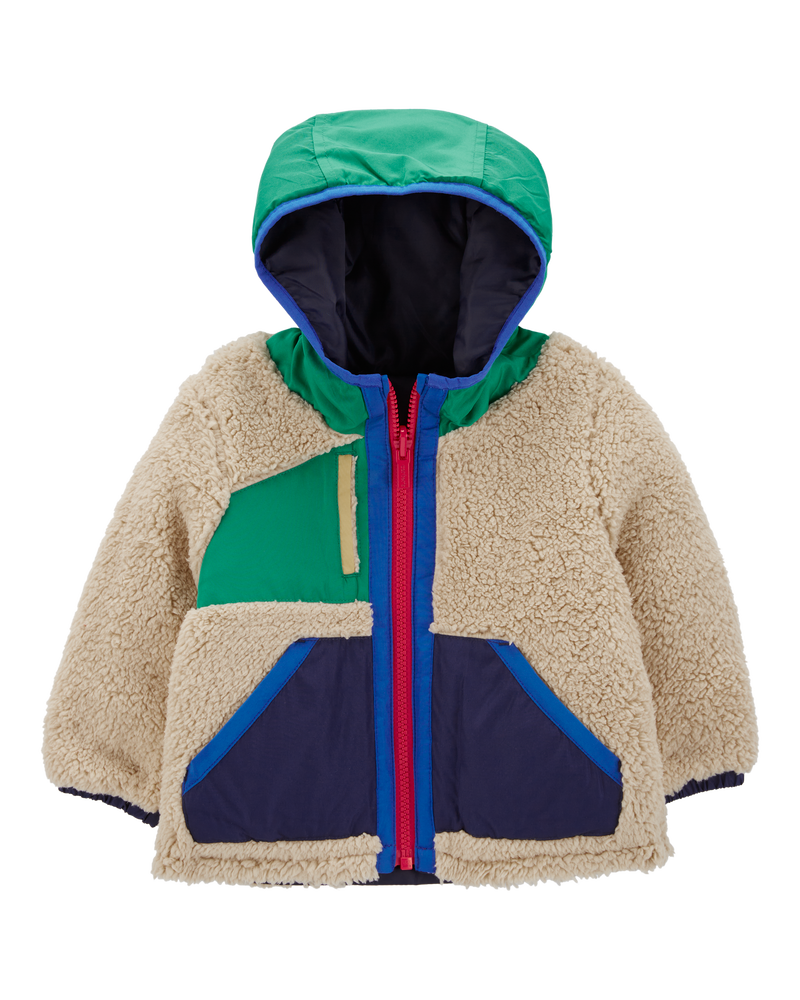 Baby Colorblock Faux Sherpa Mid-Weight Jacket, image 1 of 4 slides