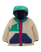 Baby Colorblock Faux Sherpa Mid-Weight Jacket, image 1 of 4 slides