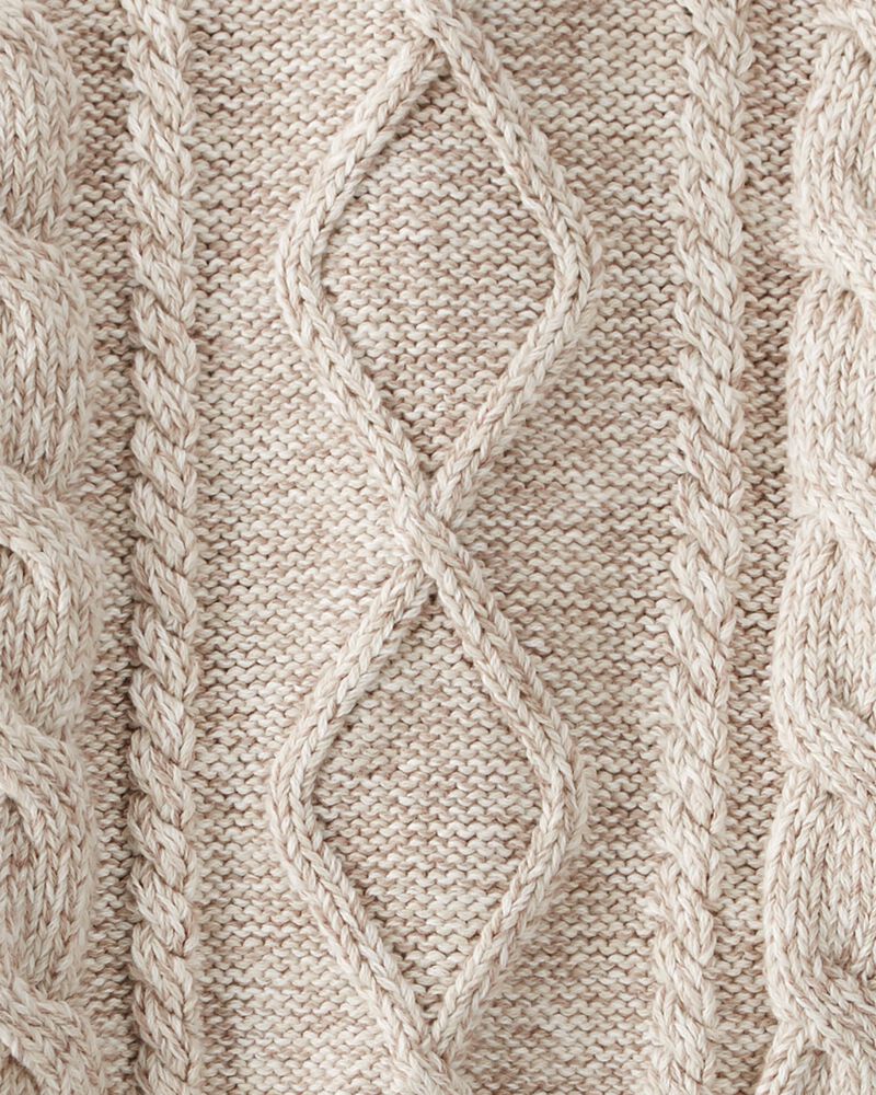 Baby Organic Cotton Cable Knit Sweater in Cream, image 3 of 4 slides