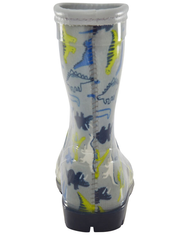 Grey Toddler Dinosaur Rain Boots