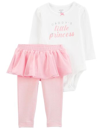 Baby 2-Piece Daddy's Little Princess Bodysuit & Tutu Pant Set, 