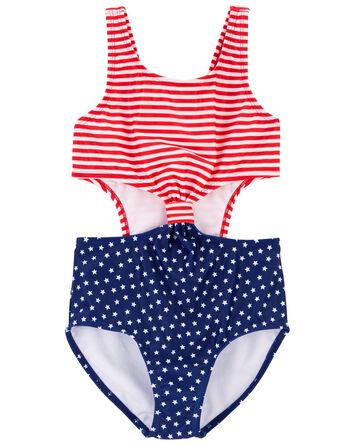 Kid Stars and Stripes 1-Piece Cut-Out Swimsuit, 