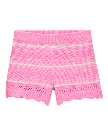 Toddler Striped Crotchet Knit Shorts - Pink, 