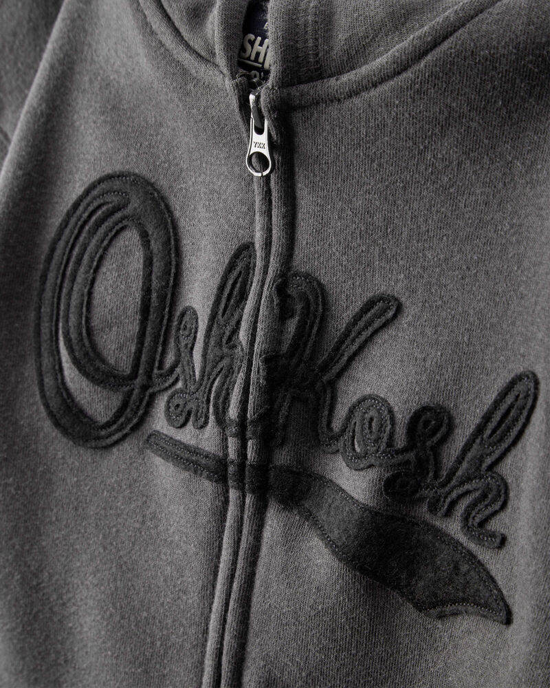 Boys OshKosh Fleece Logo Zip Jacket - Black, image 2 of 4 slides