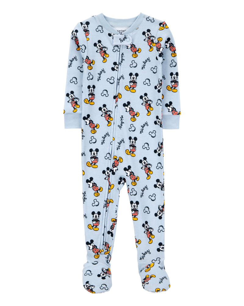 Baby Disney© Mickey Mouse Snug Fit Cotton Footie 1-Piece Pajamas - Blue, image 1 of 3 slides
