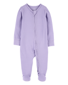 Baby Girl Solid 2-Way Zip PurelySoft Sleep & Play Pajamas - Purple, image 1 of 6 slides