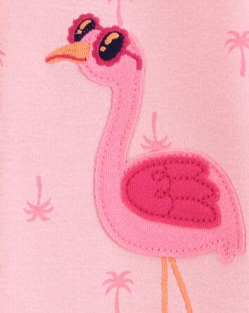 Baby Flamingo Print Snug Fit Cotton Footie 1-Piece Pajamas - Pink, 