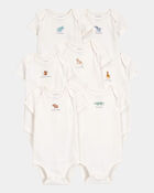 Baby 7-Pack Days Of The Week Short-Sleeve Cotton Bodysuits - Ivory, image 1 of 9 slides