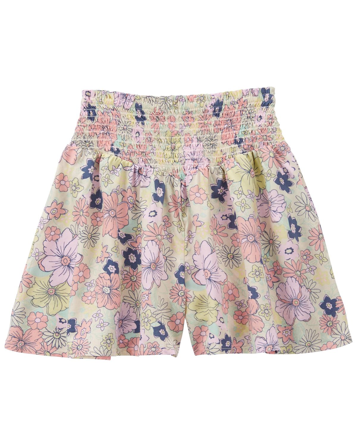 Multi Kid Floral Print Smocked Shorts