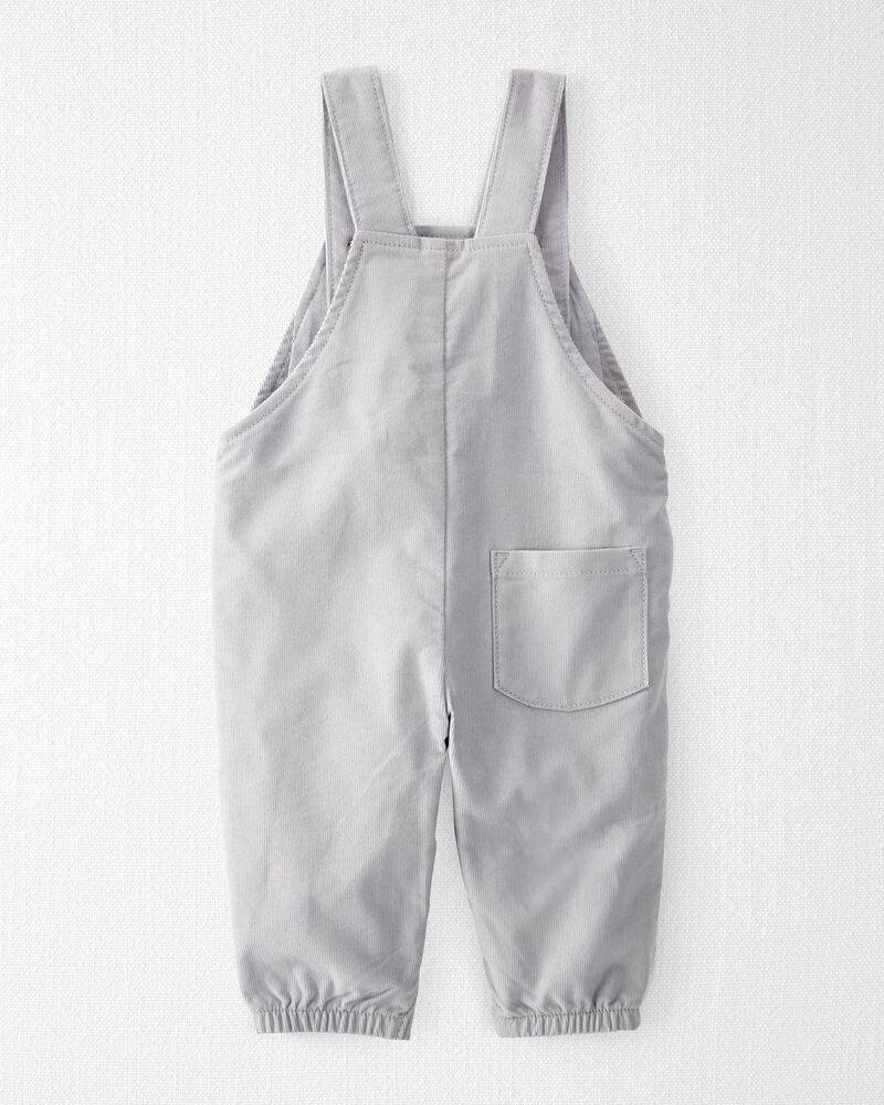 Baby Organic Cotton Cozy Lined Corduroy Overalls in Light Gray, image 3 of 7 slides