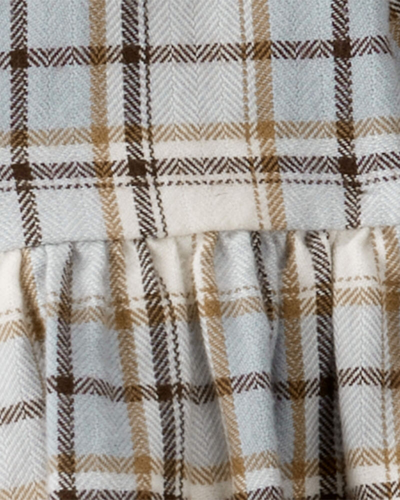 Baby Organic Cotton Herringbone Button-Front Dress in Plaid, image 5 of 6 slides