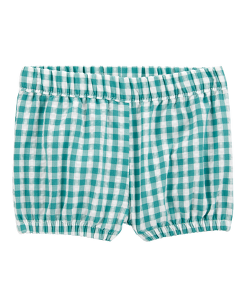 Baby Girl 3-Piece Gingham Outfit Set - Green/Grey, 
