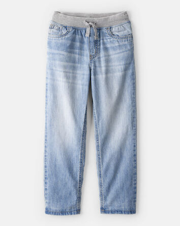 Boys Denim Pull-On Straight Jeans - Light Wash, 