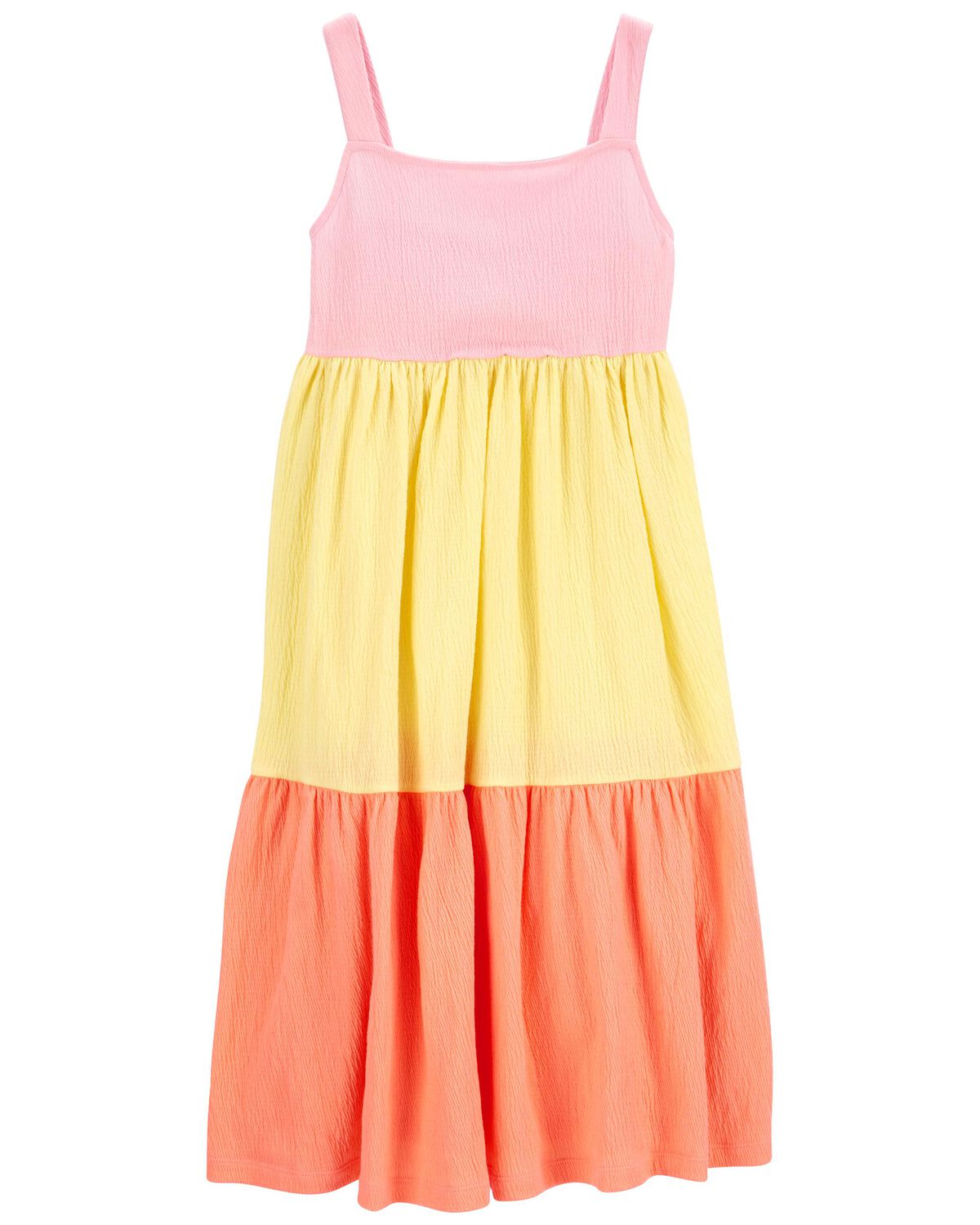 Pink/Yellow/Orange Kid Tank Crinkle Jersey Dress | carters.com