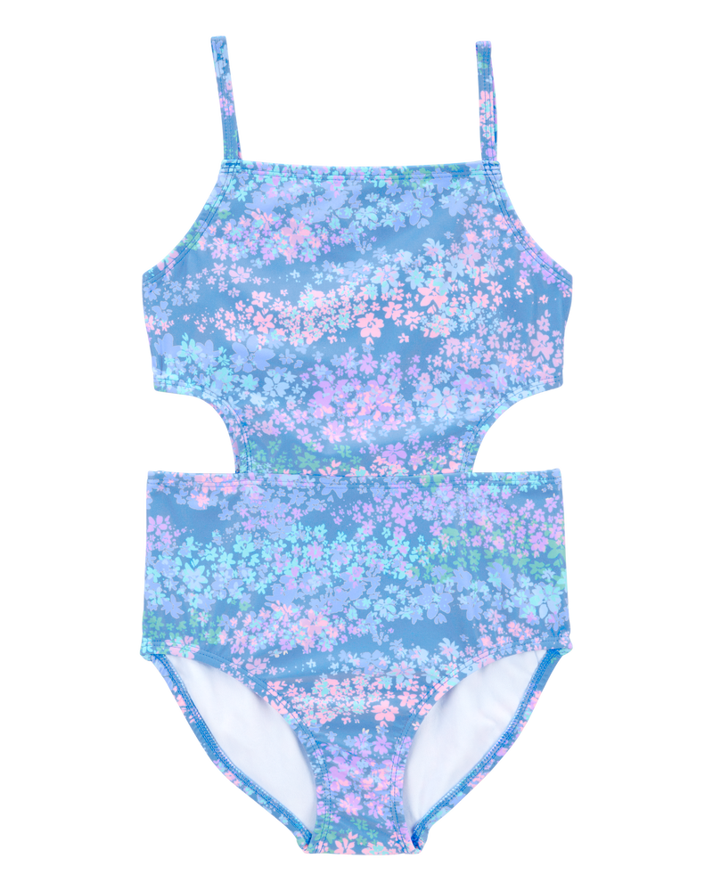 Girls 1-Piece Floral Cut-Out Swimsuit, image 1 of 4 slides