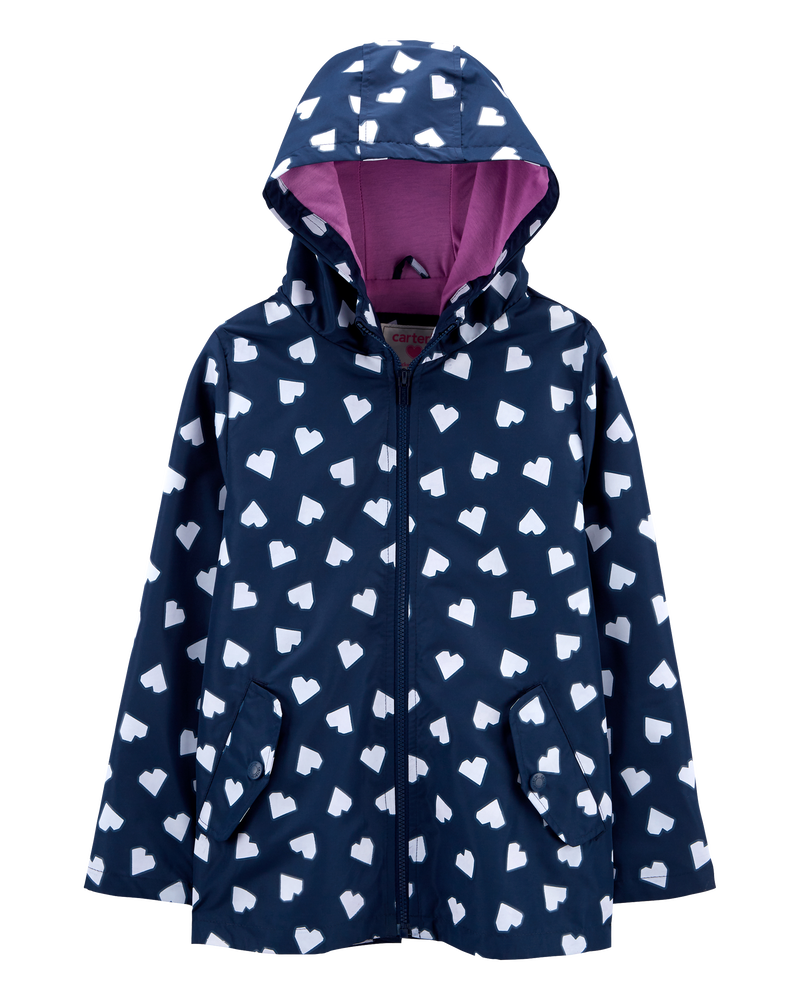 Kid Heart Color-Changing Rain Jacket, image 1 of 6 slides