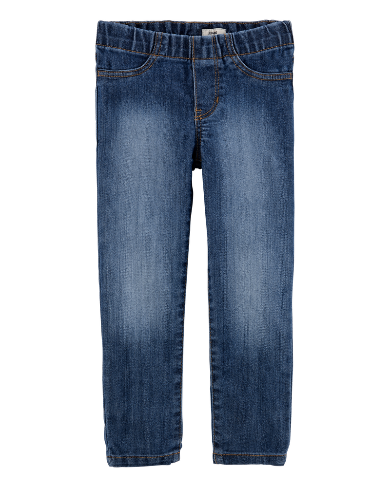Baby Medium Blue Wash Elastic-Waist Jeggings, image 1 of 4 slides