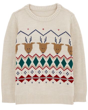 Kid Reindeer Cotton Sweater, 