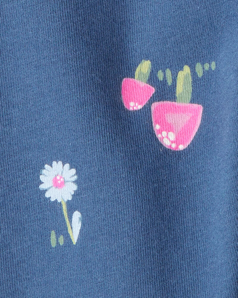 Baby Girl Floral Cotton Pull-On Stretch Leggings - Blue, image 3 of 4 slides