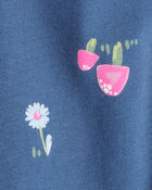 Baby Girl Floral Cotton Pull-On Stretch Leggings - Blue, image 3 of 4 slides