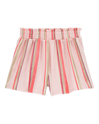 Kid Striped Linen Look-Alike Flowy Pull-On Shorts, image 2 of 4 slides