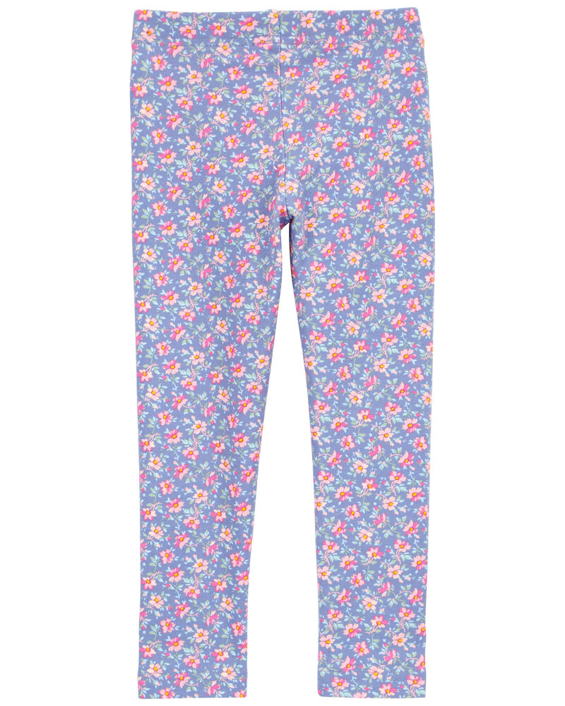 Toddler Floral Print Stretch Leggings, image 2 of 4 slides