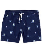 Toddler Sailboat Pull-On Linen Shorts, image 1 of 3 slides