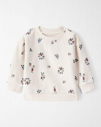 Baby Girl Organic Cotton French Terry Sweatshirt in Berry Blossom Print, 