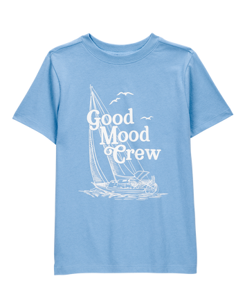 Kid Good Mood Crew Short-Sleeve Graphic Tee - Blue, 