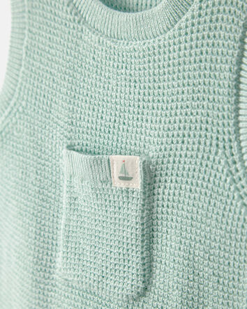 Baby Crochet Bubble Romper - Green, 