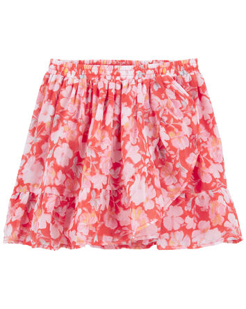 Kid Floral Print Wrap Skirt, 
