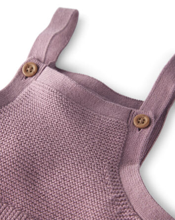 Baby Girl Organic Cotton Sweater Knit Overalls, 