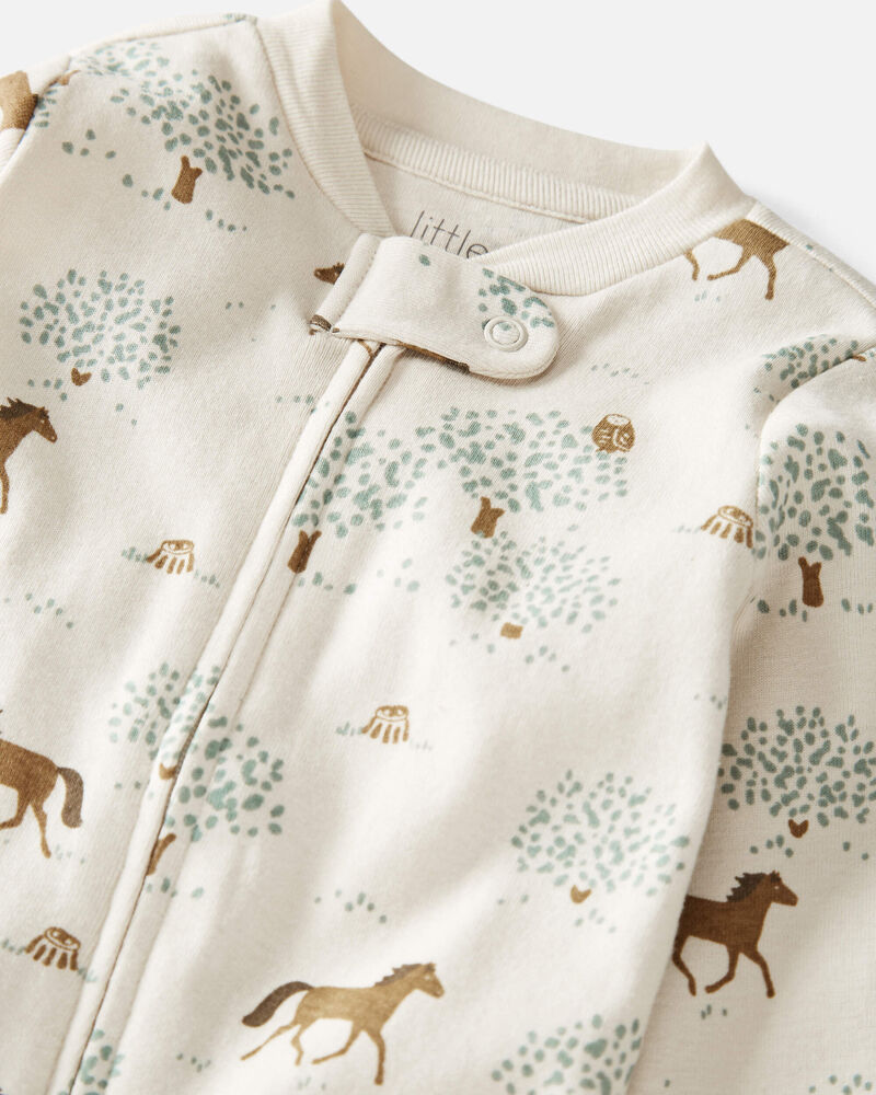 Baby Organic Cotton Sleep & Play Pajamas in Wild Horses, image 2 of 5 slides