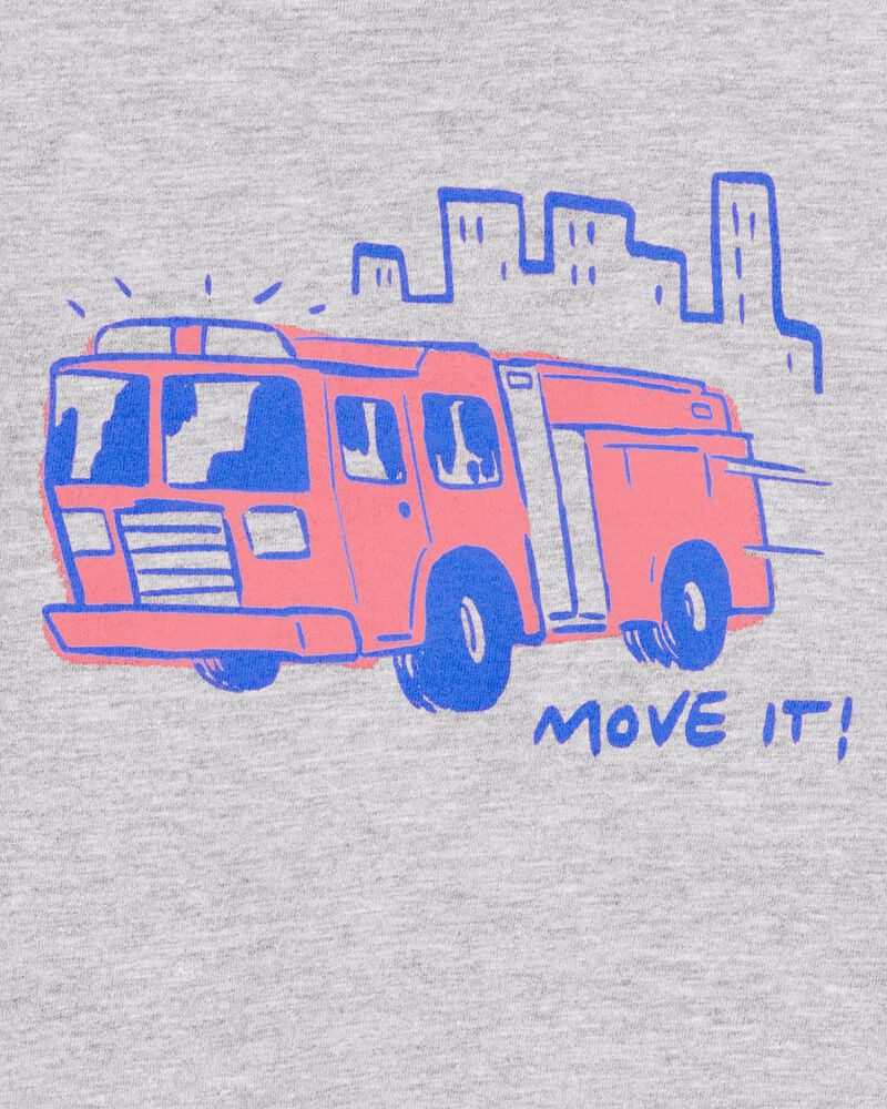 Toddler Firetruck Short-Sleeve Graphic Tee - Grey, image 2 of 2 slides