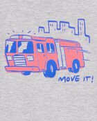 Toddler Firetruck Short-Sleeve Graphic Tee - Grey, image 2 of 2 slides