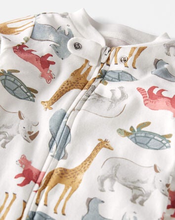 Baby Organic Cotton Sleep & Play Pajamas in Wildlife Animals, 