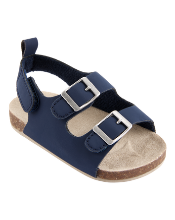 Baby Buckle Faux Cork Sandals  - Navy, 