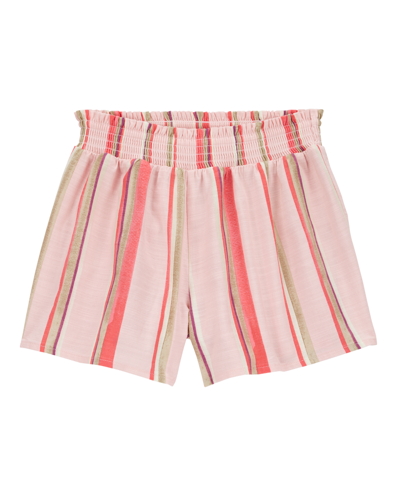 Kid Striped Linen Look-Alike Flowy Pull-On Shorts, image 1 of 4 slides