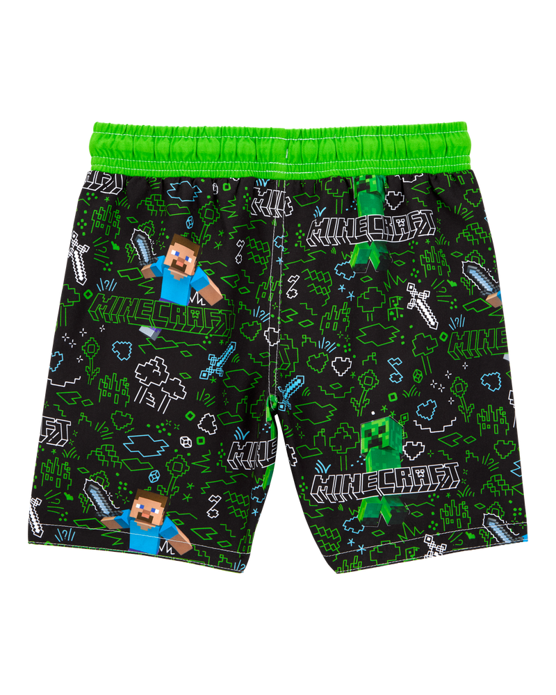 Kid Minecraft® Swim Trunks - Green, image 2 of 3 slides