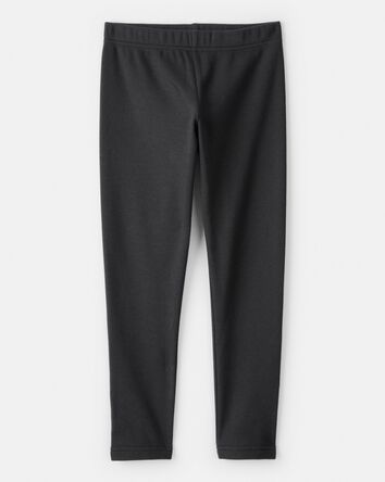 Girls Cozy Fleece Pull-On Stretch Leggings - Black, 