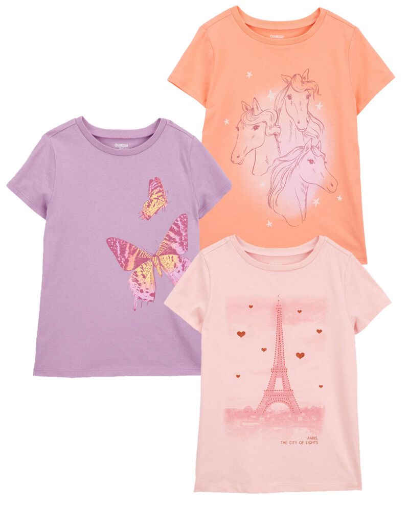 Kid 3-Pack Butterfly & Horses Graphic Tees, image 1 of 1 slides