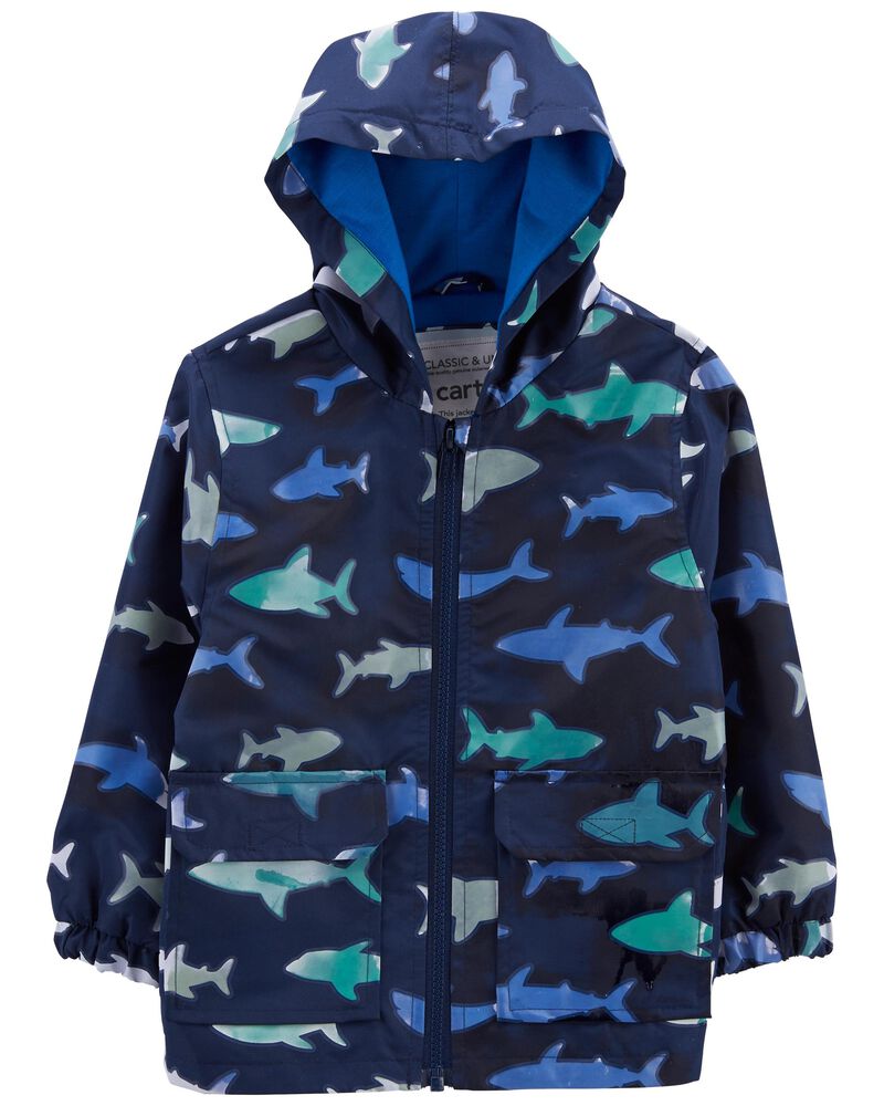 Toddler Shark Color-Changing Rain Jacket, image 3 of 5 slides