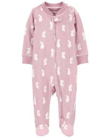 Bunny 2-Way Zip Thermal Sleep & Play Pajamas, 