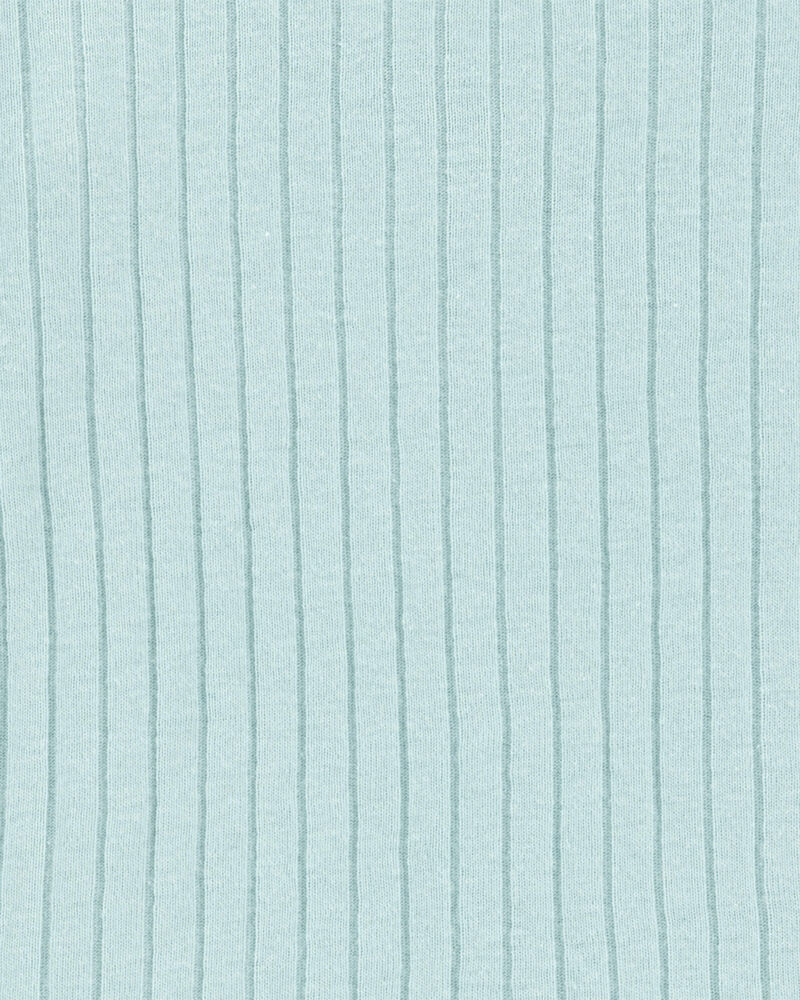 Toddler Ribbed Cotton Blend 2-Piece Pajamas - Teal, image 2 of 3 slides