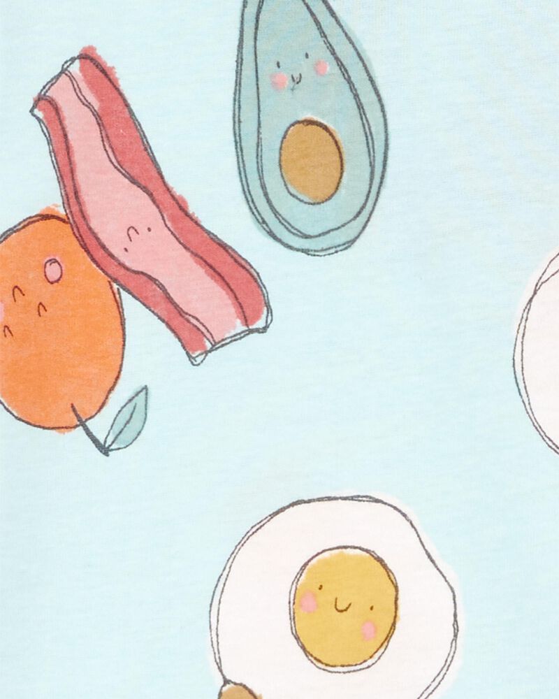 Toddler 4-Piece Breakfast Print 100% Snug Fit Cotton Pajamas, image 2 of 4 slides