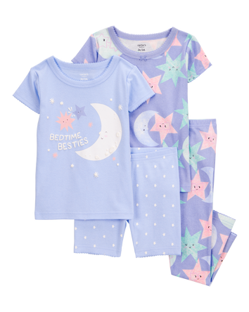 Baby 4-Piece Moon 100% Snug Fit Cotton Pajamas - Purple, 