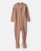 Baby PurelySoft 2-Way Zip 1-Piece Pajamas - Brown, image 1 of 6 slides