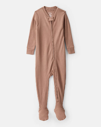 Baby PurelySoft 2-Way Zip 1-Piece Pajamas - Brown, 